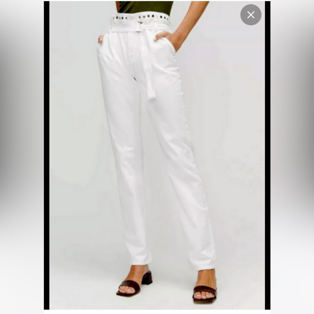 7 for All Mankind Half Belted Paperbag Jeans w/ Studs NWT